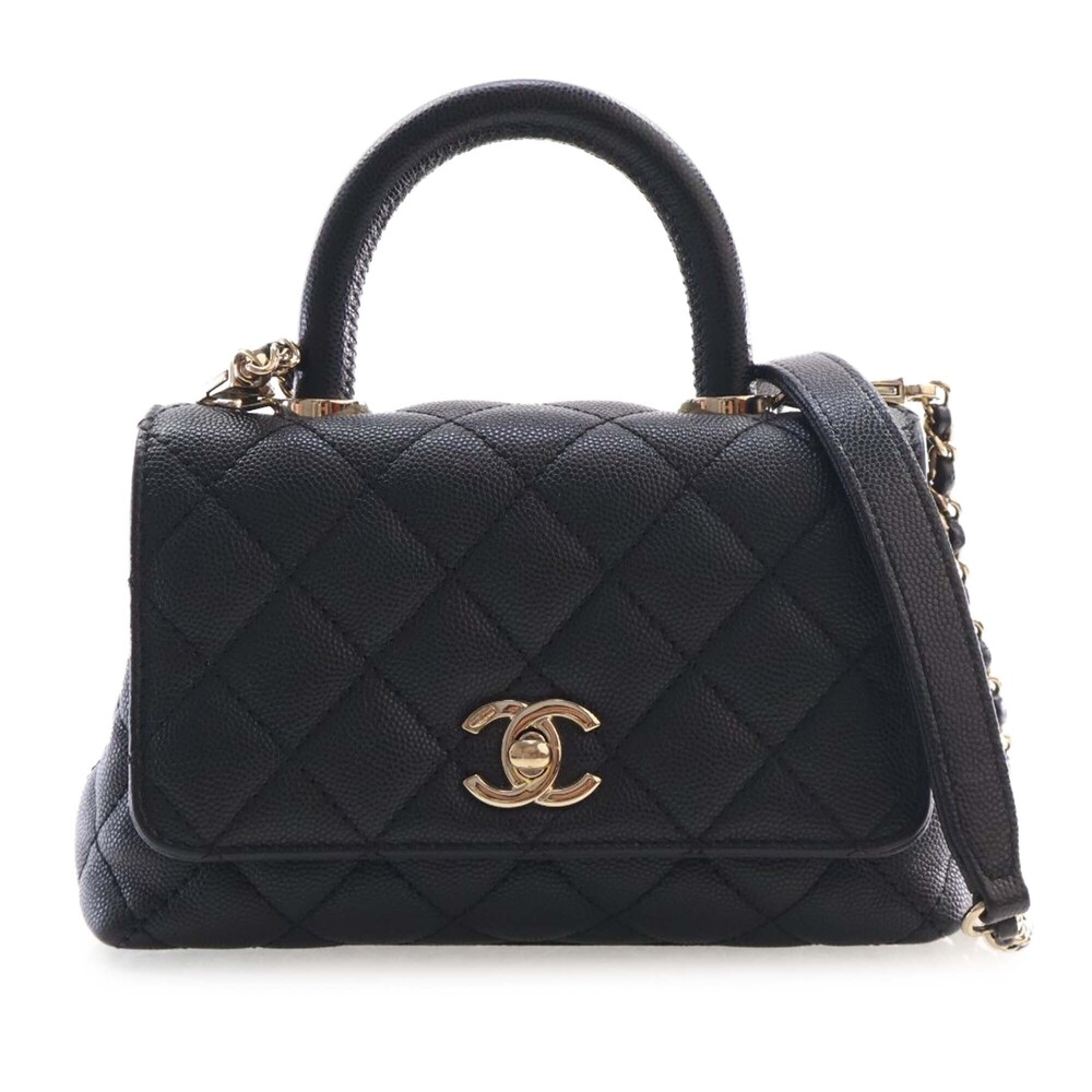 Pre-Loved Chanel Extra Mini Quilted Caviar Coco Top Handle Bag